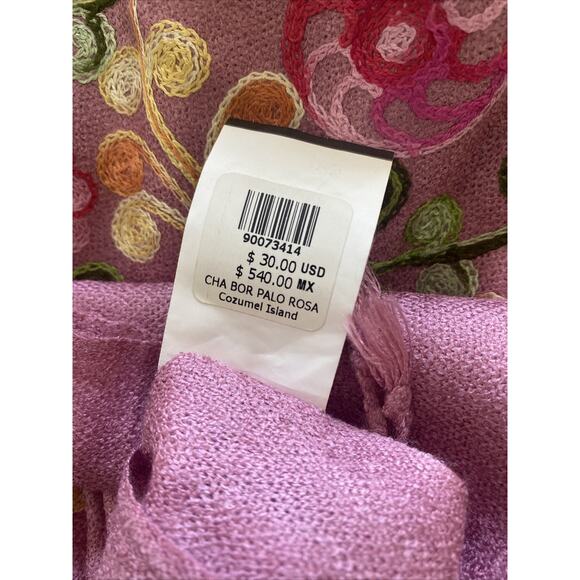 Pink Embroidered Scarf Feminine Fairy Cottage Boho‎ Pashmina - Picture 8 of 8